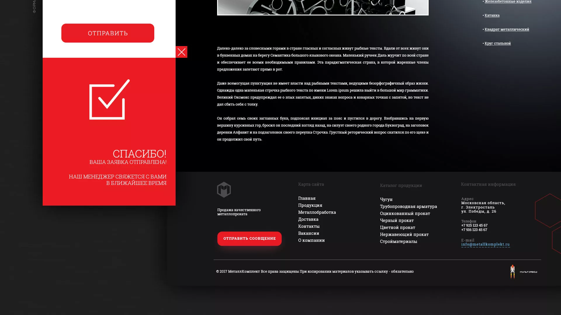 Разработка сайта по продаже металлопроката в Шенкурске
